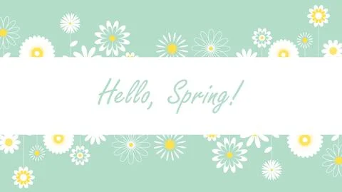 Hello spring banner with white flowers イラスト素材