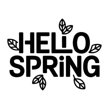 Hello Spring Bold Typography Leaf Icon Minimal Nature T Shirt Design Illustrazione stock