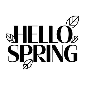 Hello Spring Bold Typography Leaf Icon Minimal Nature T Shirt Design Illustrazione stock
