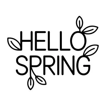 Hello Spring Bold Typography Leaf Icon Minimal Nature T Shirt Design Illustrazione stock