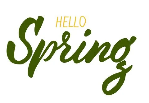 Hello Spring Brush lettering isolated. Handwritten vector Illustration. Modern Stock Illustration