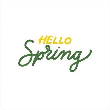 Hello Spring Brush lettering isolated. Handwritten vector Illustration. Modern Stock Illustration