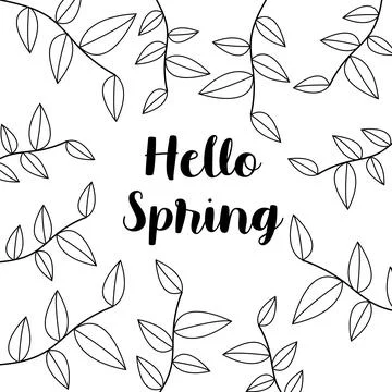 Hello Spring calligraphy lettering quote. Seasonal greeting card decoration Stock Illustration