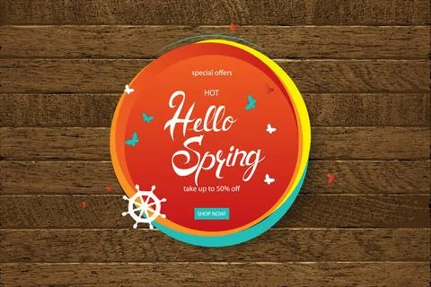 Hello Spring card design Stock Illustration