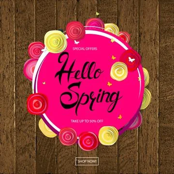 Hello Spring card design Stock Illustration