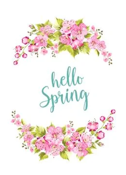 Hello Spring Card Stock Illustration
