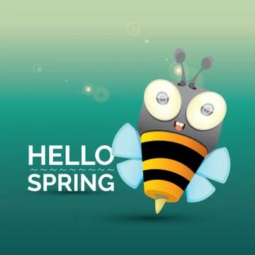 Hello spring . cartoon cute bright baby bee イラスト素材