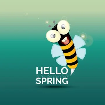 Hello spring . cartoon cute bright baby bee icon 스톡 일러스트