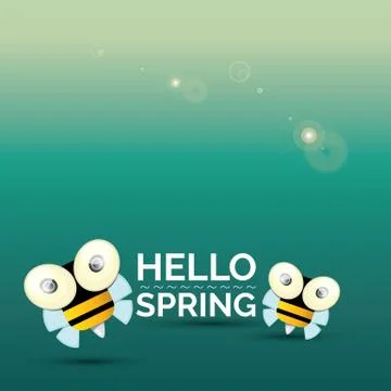 Hello spring . cartoon cute bright baby bee icon Illustrazione stock