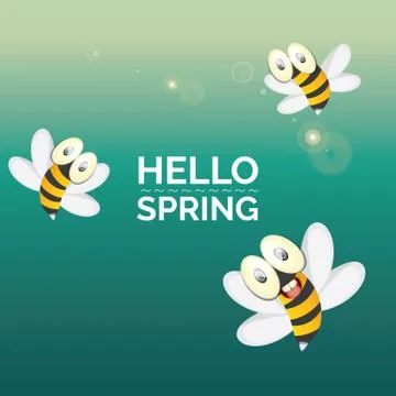 Hello spring . cartoon cute bright baby bee icon 스톡 일러스트