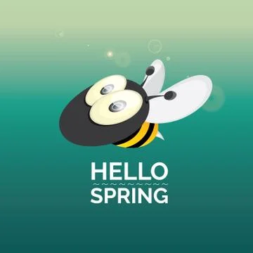 Hello spring . cartoon cute bright baby bee icon 스톡 일러스트