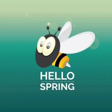 Hello spring . cartoon cute bright baby bee icon イラスト素材