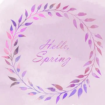 Hello spring early days of spring watercolor illustration Stock Illustration