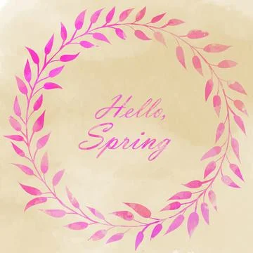Hello spring early days of spring watercolor illustration Stock-Illustration