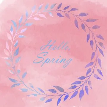 Hello spring early days of spring watercolor illustration Stock Illustration