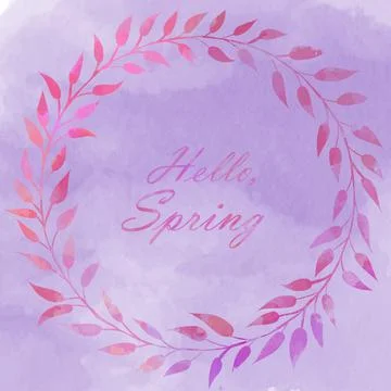 Hello spring early days of spring watercolor illustration Stock-Illustration