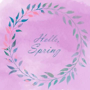 Hello spring early days of spring watercolor illustration Stock Illustration