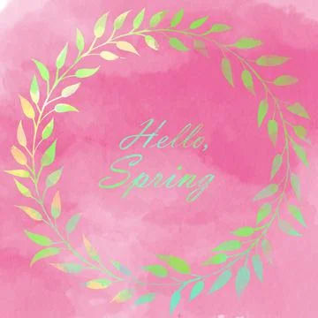 Hello spring early days of spring watercolor illustration Stock-Illustration