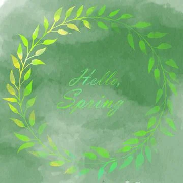 Hello spring early days of spring watercolor illustration Stock Illustration