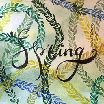 Hello spring early days of spring watercolor illustration Stock-Illustration