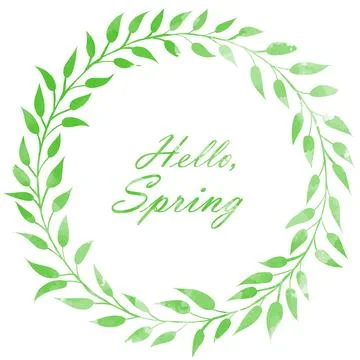 Hello spring early days of spring watercolor illustration Stock Illustration