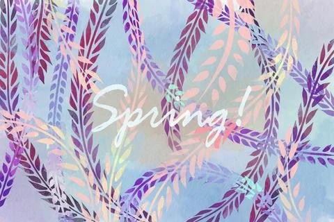 Hello spring early days of spring watercolor illustration Stock-Illustration
