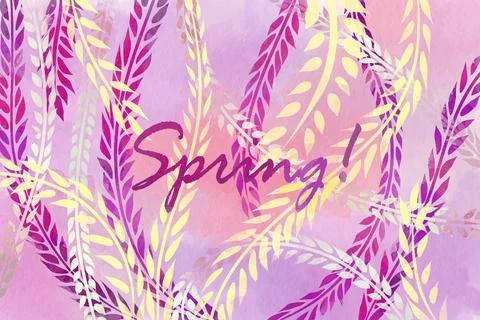 Hello spring early days of spring watercolor illustration Stock-Illustration
