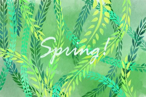 Hello spring early days of spring watercolor illustration Stock-Illustration