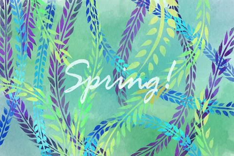Hello spring early days of spring watercolor illustration Stock Illustration