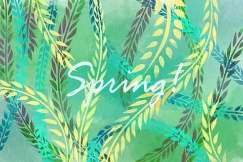 Hello spring early days of spring watercolor illustration Stock-Illustration