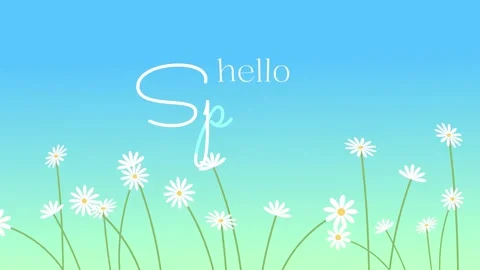 Hello Spring Floral Background with Gentle Wind and Blooming Flowers 4K Ani.. Stock Footage 331846089