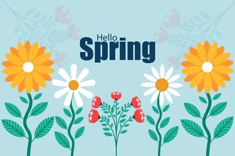 Hello Spring Floral Background 스톡 일러스트