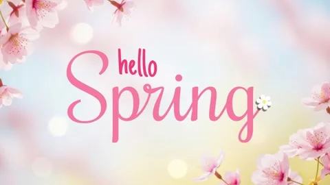 Hello Spring Floral Background with Welcome Greeting and Blooming Flowers 4K Stock Footage 332262490