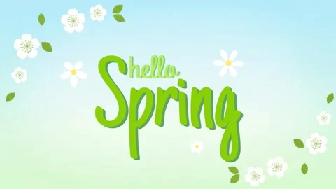 Hello Spring Floral Background with Welcome Greeting and Blooming Flowers 4K Stock Footage 332262497