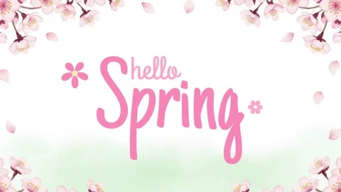 Hello Spring Floral Background with Welcome Greeting and Blooming Flowers 4K Stock Footage 332262502