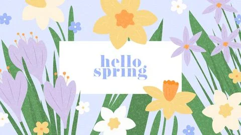 Hello Spring floral card Stockillustratie