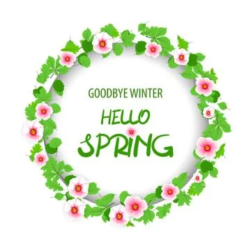 Hello spring floral pattern card Stock Illustration
