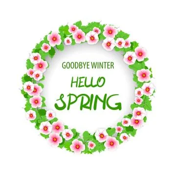 Hello spring floral pattern greeting card Stock Illustration