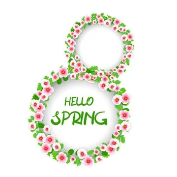 Hello spring floral pattern greeting Illustrazione stock