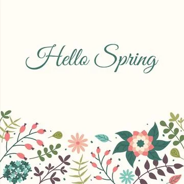 Hello Spring Floral square posters. Social media Springtime post templates... Stock Illustration