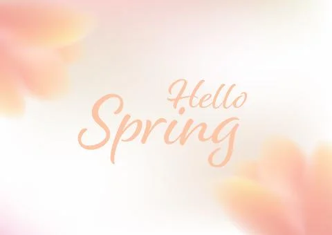 Hello spring floral text on soft blur background Stock Illustration