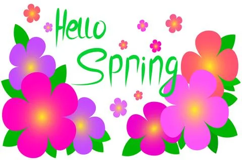 Hello spring flower illustration bright composition spring mood Stock Illustration