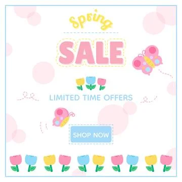 Hello spring flower sale Stock Illustration