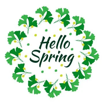 Hello spring with flowers Illustration