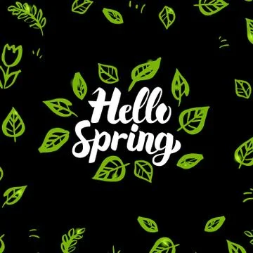 Hello Spring Greenery Design Stock Illustration