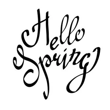 Hello Spring greeting card with hand drawn calligraphy phrase Stock Illustration