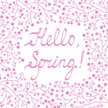 Hello Spring Greeting Card. Stock Illustration