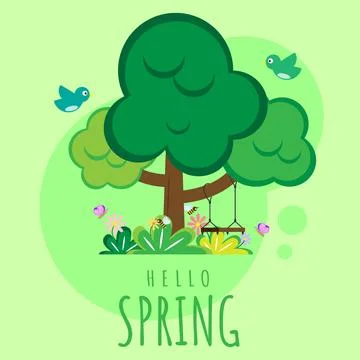 Hello spring greeting card Ilustração Stock