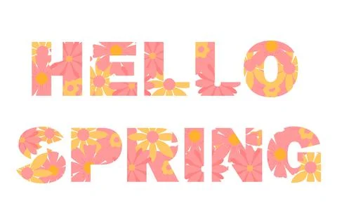 Hello spring. Greeting card with spring flowers. Stock Illustration
