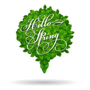 Hello Spring greeting in a speech bubble Ilustração Stock